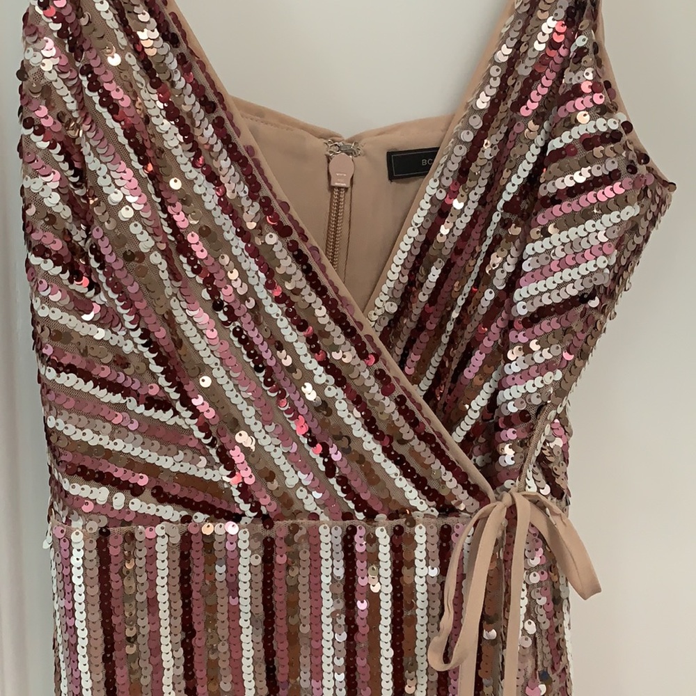 BCBG MAXAZARIA Multi Color Sequin Wrap Mini Dress - Picture 4 of 4